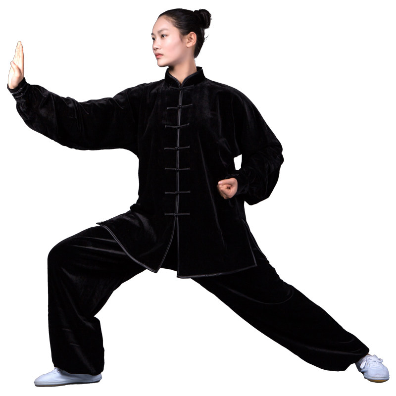 新品秋冬天加厚太极服女金丝绒秋冬D太极拳服装练功武术服男双层