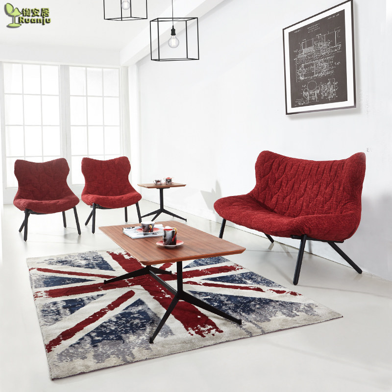 极速北欧布艺沙发小m户型轻奢简约时尚现代客厅咖啡厅会所会客办