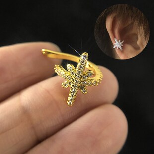 极速1PC Helix Concho Fake Piercing Cartilage Ear Cuff on Ear