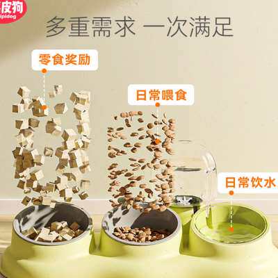 新品狗碗狗盆三碗狗食盆陶瓷猫碗双腕自动饮水P器防打翻宠物碗狗