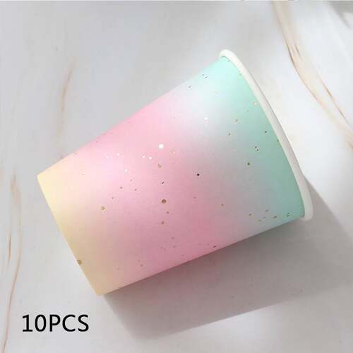 极速10pcs Golden cup party paper tableware birthSday party d