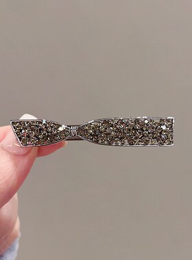 新品黑色水d钻刘海侧边发夹金属水钻夹子头饰精致鸭嘴夹发卡蝴蝶