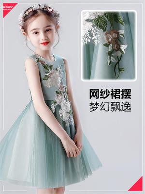 极速。钢琴表演礼j服女童六一儿童演出服比赛独唱主持人礼服女孩