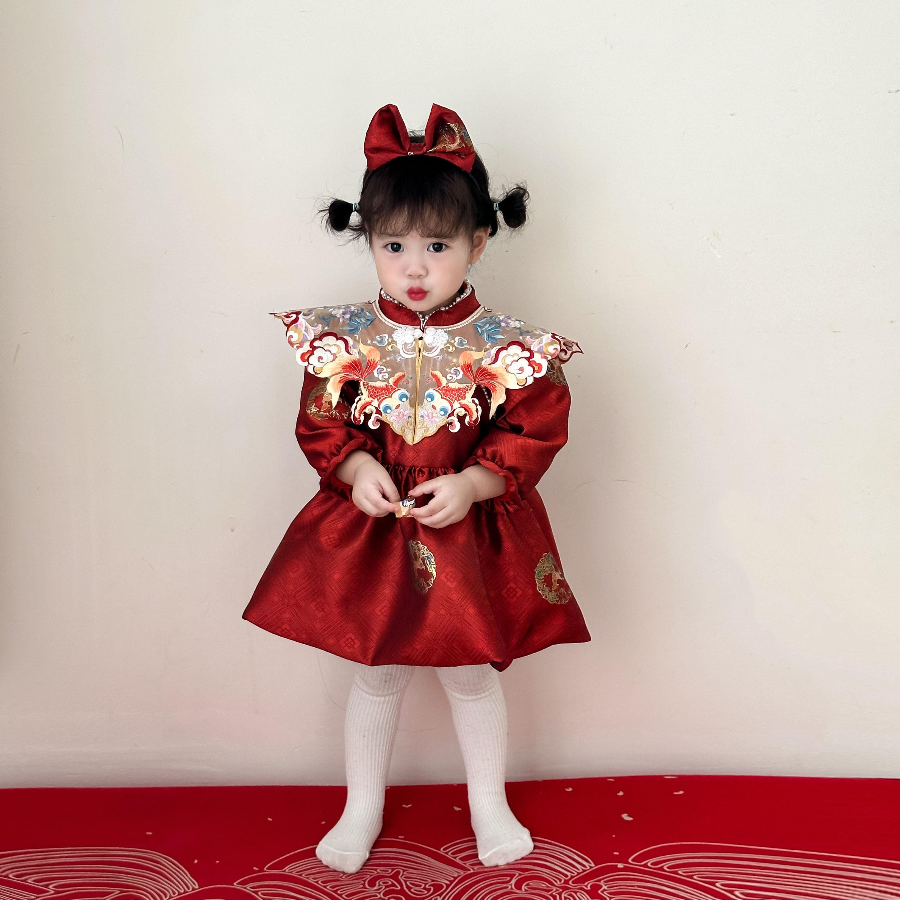 周岁女宝宝礼服秋冬季新款新中式周岁礼服周岁宴百天宴红色公主裙,童装/婴儿装/亲子装,唐装,淘宝优惠券,粉丝福利购,淘宝优惠卷