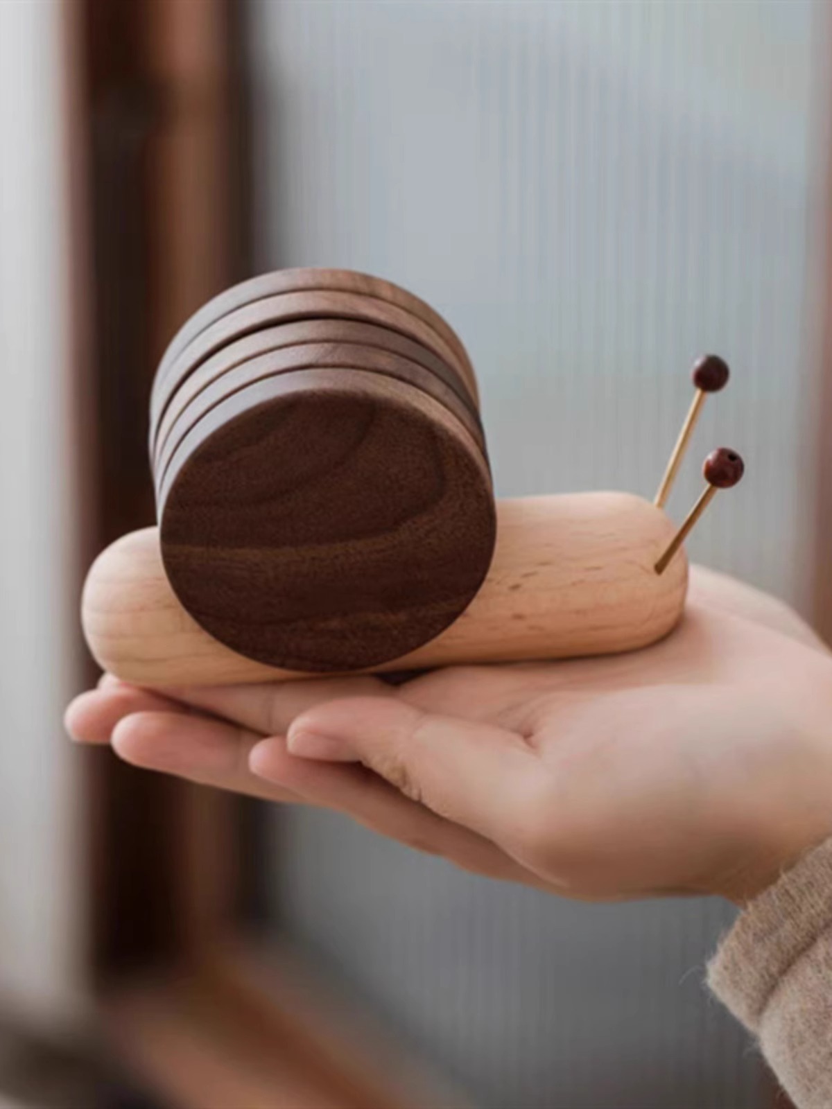 北美黑胡桃木卡通文化创意蜗牛茶桌杯垫茶道实木隔热垫木茶垫礼物