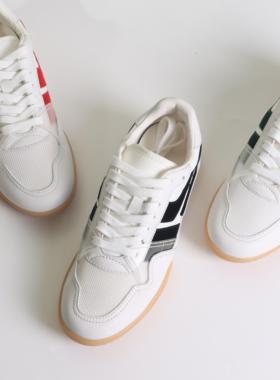 牛皮平底拼色德训鞋女秋冬网面透气时尚百搭运动休闲小白鞋240526