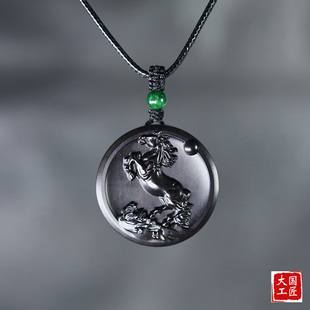 黑檀木十二生肖牌吊坠木头老虎蛇兔马项链木雕木牌木质钥匙扣挂件