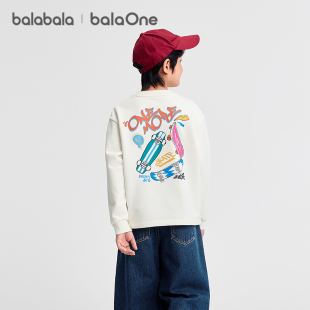 t恤中大童印花时尚 新款 男童卫衣儿童2025秋季 巴拉巴拉balaOne童装