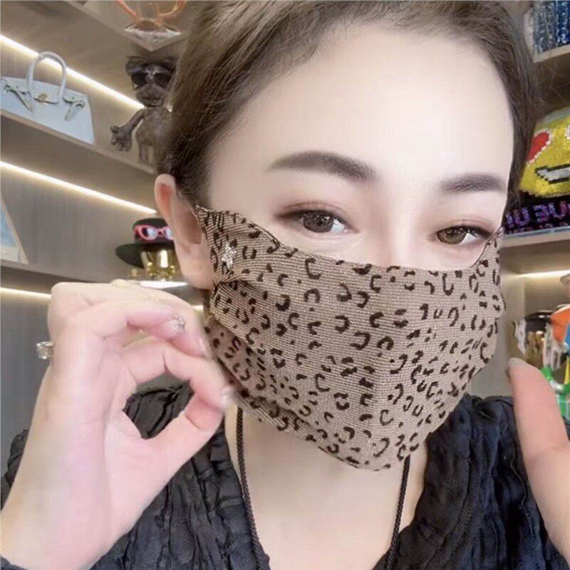 豹纹冰丝防晒口罩女春夏抗UV