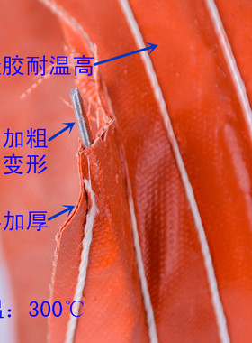 硫化矽胶红色高温排风管 通风管 弹簧伸缩软吸烟管 200-250-300mm