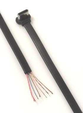 TYPE C 6pin弯公头六芯线充电数据连接面条软排线注胶防冻L158mm