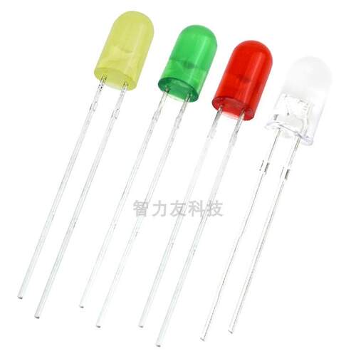 直插LED发光二极管F5/5mm圆头长脚无边透明 白光红蓝绿黄 LED灯珠