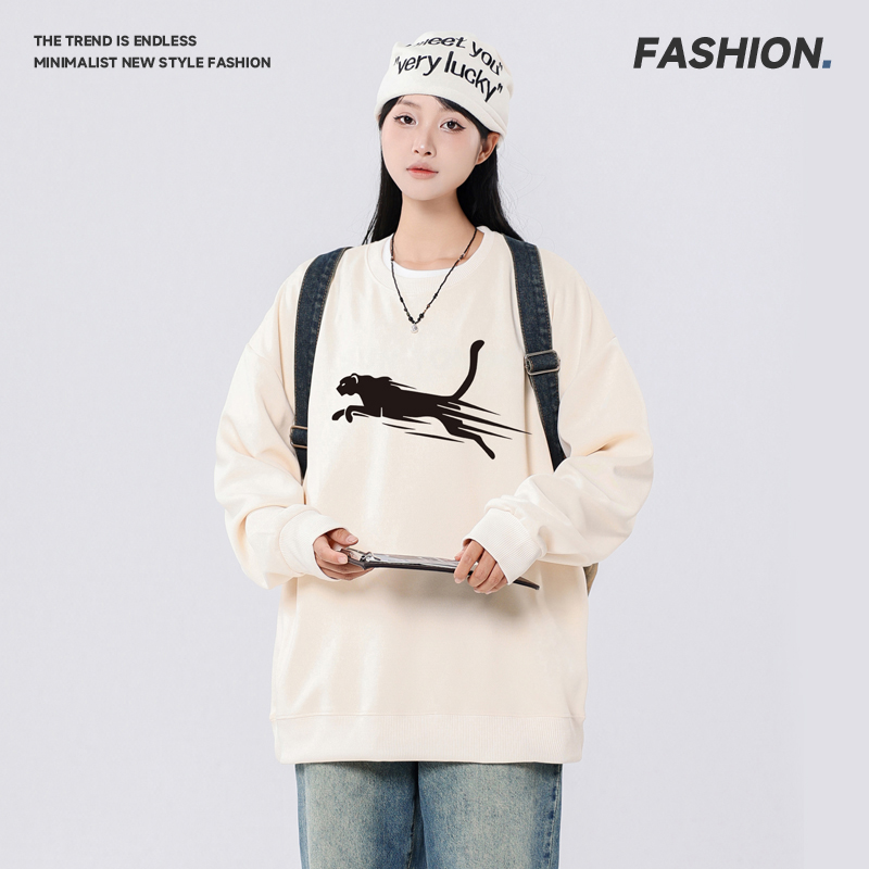 2025新款宽松休闲美式印花卫衣潮牌痞帅情侣男款春秋季圆领上衣