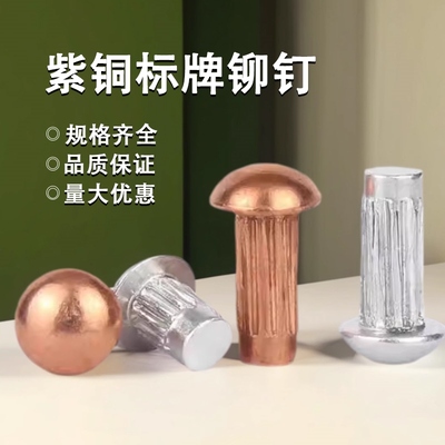 GB827紫铜标牌铆钉铝铆钉滚花铭牌铆钉304不锈钢半圆头扁商标铆钉