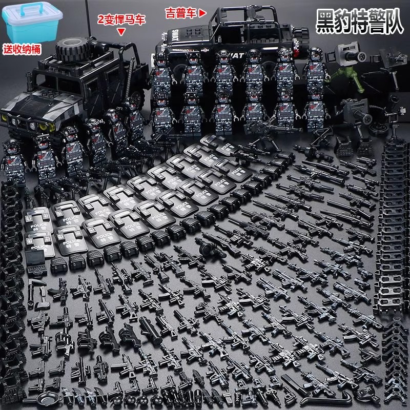 兼容乐高悍马车特种兵军事积木