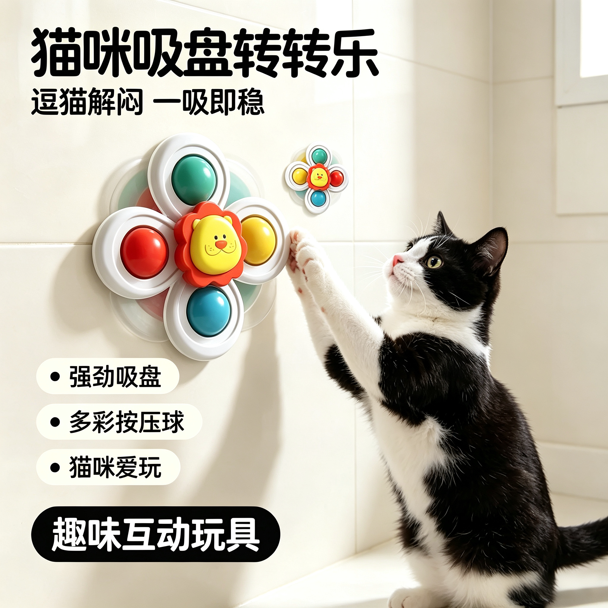 猫玩具吸盘转转乐逗猫棒自嗨解闷神器猫咪消耗体力耐抓咬宠物玩具
