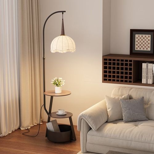 2025新款客厅氛围落地灯沙发旁边高级感卧室床头灯置物架一体台灯