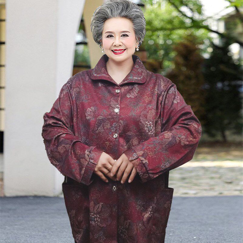 胖奶奶春装老人外套大码女装加肥加大妈妈秋装老年人衣服60岁太太