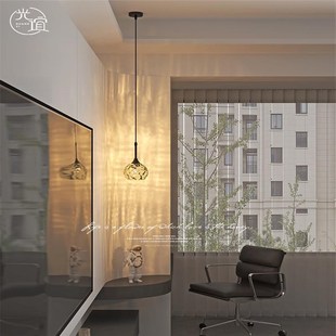 泡玻璃艺术轻奢小吊灯青绿玻璃高级感艺术氛围灯卧室吊线灯床头灯
