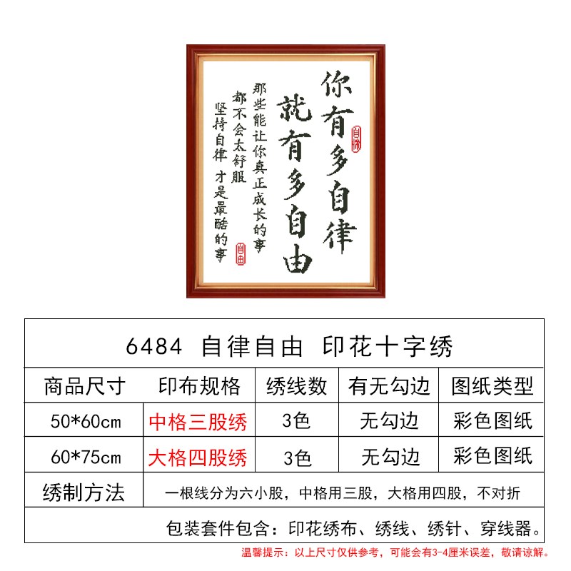 2024年新款十字绣客厅字画自律励志装饰挂画送人简单手工自己刺绣图片