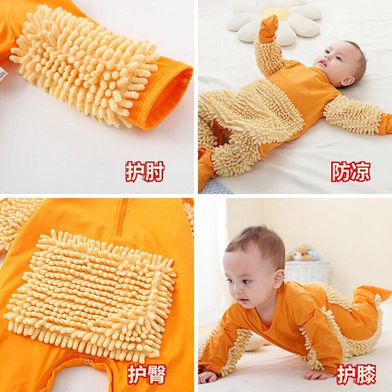 婴儿宝宝爬行服爬爬服拖地擦地板连身衣/爬服/哈衣