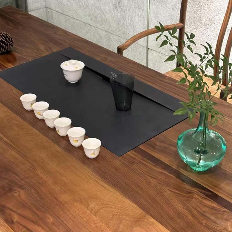新中式实木茶桌椅组合办公室茶台轻奢高级感黑胡桃木会客泡茶桌