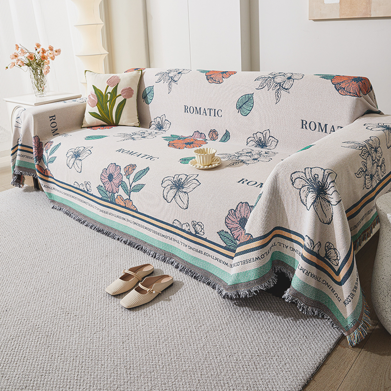 2024新款法式沙发巾一整张全盖沙发盖布四季通用棉纱夏季沙发巾