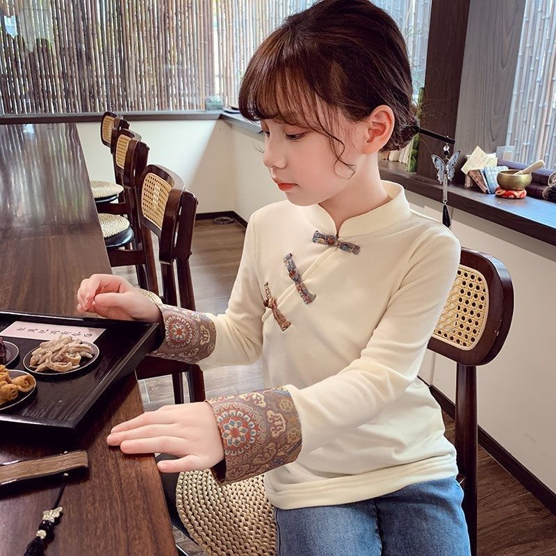 女童新中式盘扣立领上衣春装2024新款儿童打底衫女孩国风长袖T恤.,童装/婴儿装/亲子装,T恤,淘宝优惠券,粉丝福利购,淘宝优惠卷