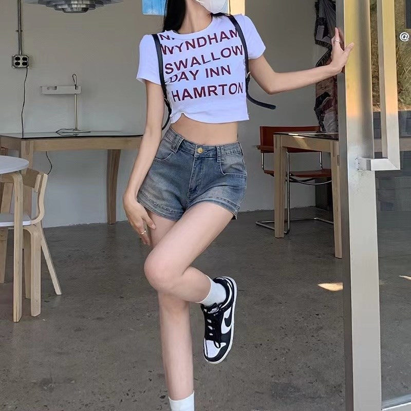 女童牛仔短裤夏季2024新款12岁13中大童学生网红洋气时髦五分裤子