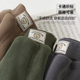 右欧儿童加绒长裤秋冬新款休闲女童棉裤男童冬装裤子宝宝加厚保暖