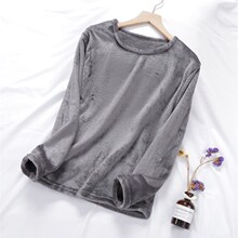 冬季加厚睡衣男女法兰绒单件保暖上衣圆领套头珊瑚绒宽松家居服