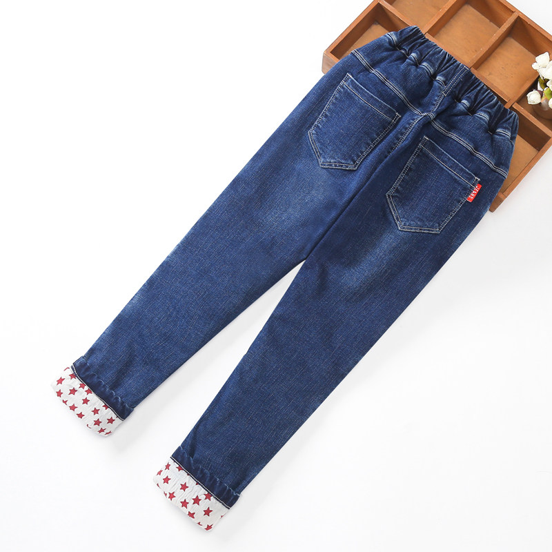 冬季女童夹棉牛仔裤秋冬2023新款中大童加绒棉裤外穿儿童保暖裤冬