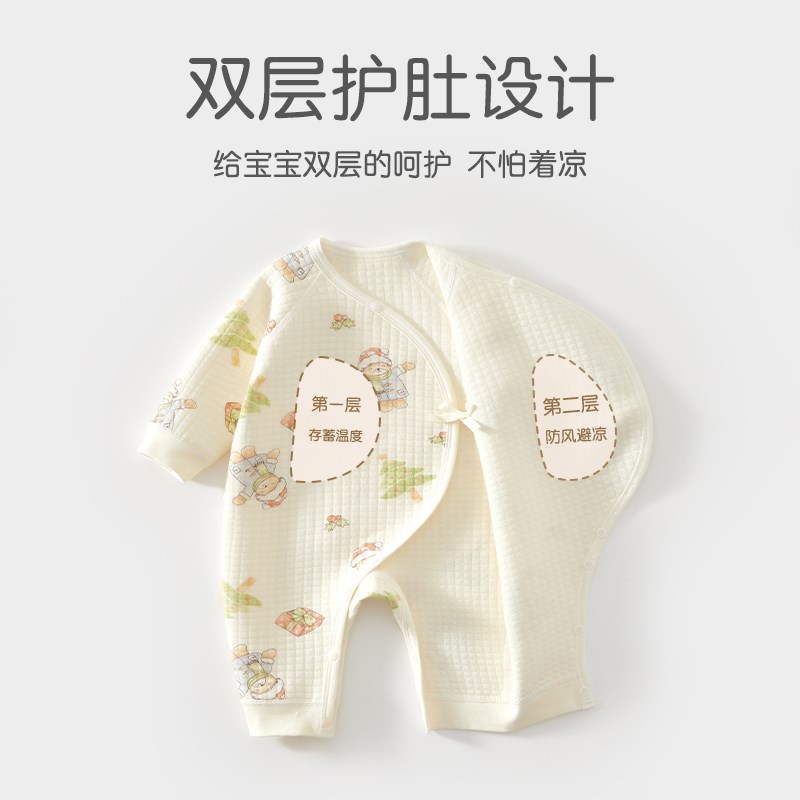 新生儿婴儿衣服春秋季夹棉连体衣保暖新款初生宝宝春装女52码a类3
