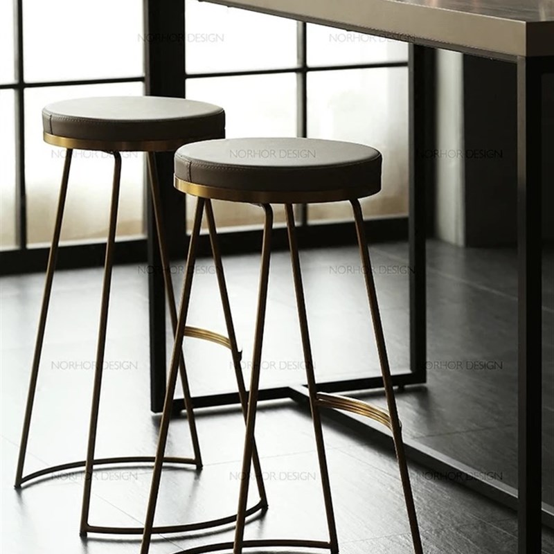 简约餐椅铁艺吧台椅子实木办公椅北欧高脚椅小户型靠背扶手休闲椅