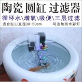 圆形陶瓷鱼缸过滤器吸便增氧净水过滤盒外置三合一低水位圆缸过滤