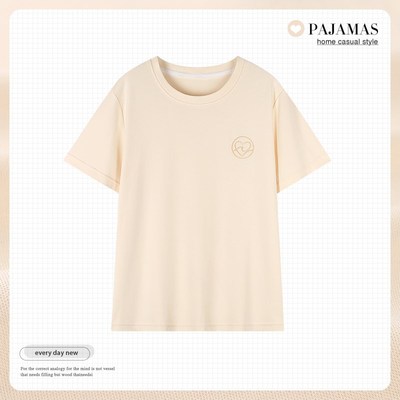 纯棉圆领套头睡衣中年妈妈短袖上衣加肥加大码单件家居服夏天薄款