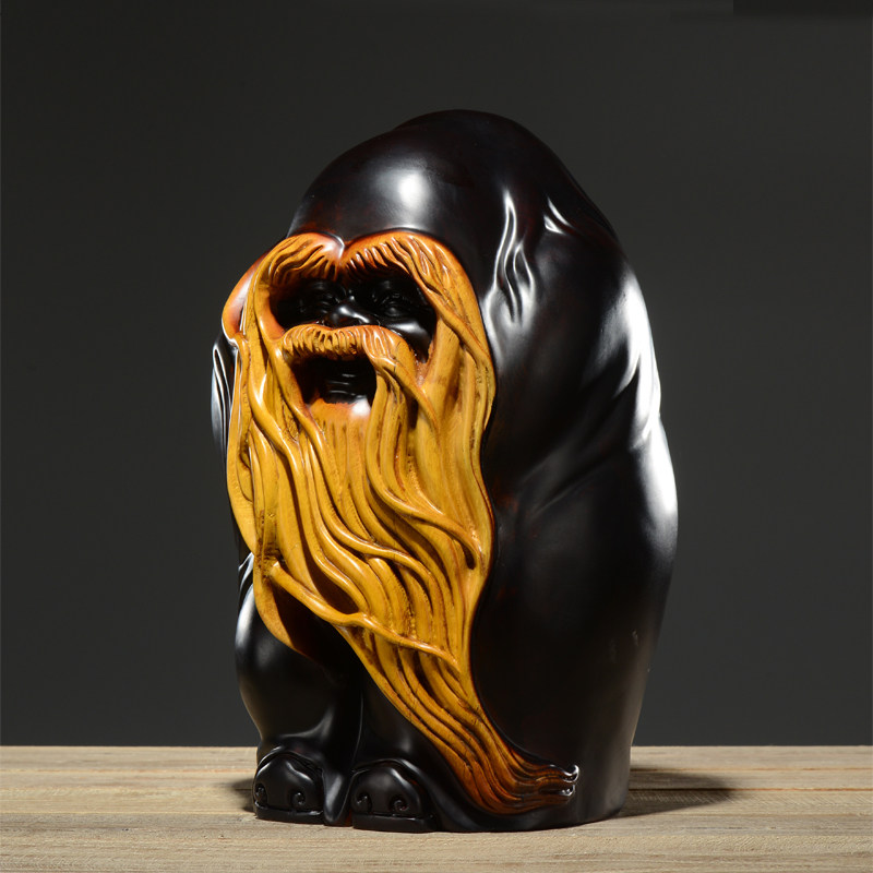 黑檀木雕老寿星公寿翁佛像摆件家居装饰品生日祝寿贺寿礼品工艺品