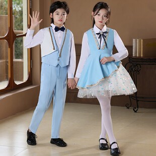 元旦儿童合唱演出服开幕式主持礼服中小学生朗诵演讲表演服装秋冬