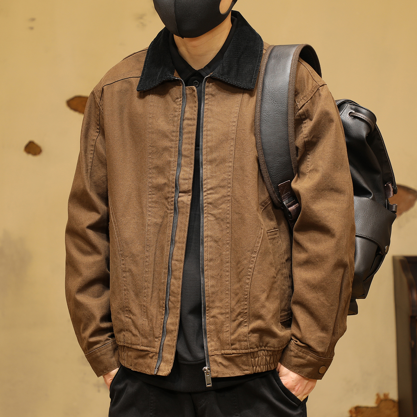 【美式复古翻领工装男士夹克】