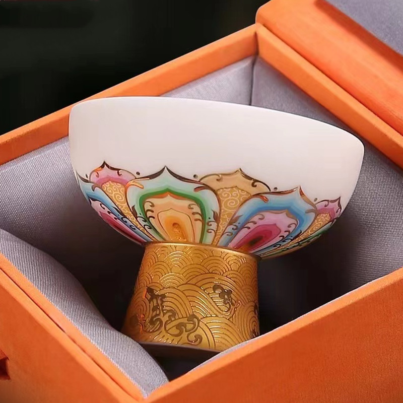 徐建勇七彩莲花礼品主人杯小水杯