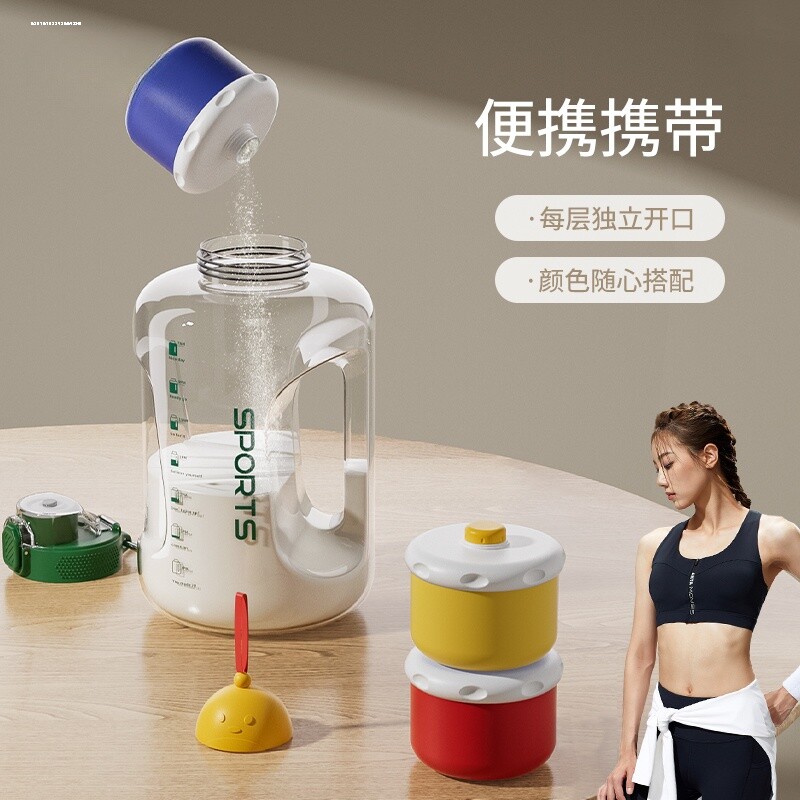蛋白粉盒漏斗便携式分装盒代餐奶昔药盒胶囊盒健身补剂食品收纳盒图片