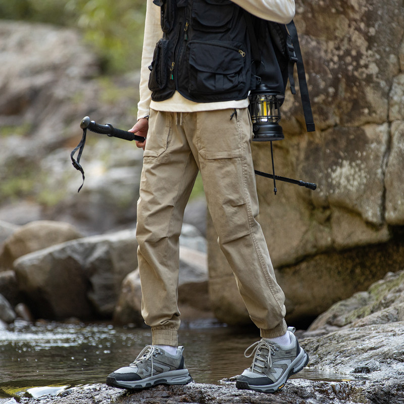 拉链口袋工装裤男束脚2025春秋季户外登山休闲耐磨超火小脚长裤子,男装,休闲裤,淘宝优惠券,粉丝福利购,淘宝优惠卷
