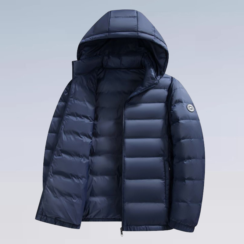 可脱卸连帽轻薄羽绒服男三防排骨简约轻便户外露营保暖短款外套
