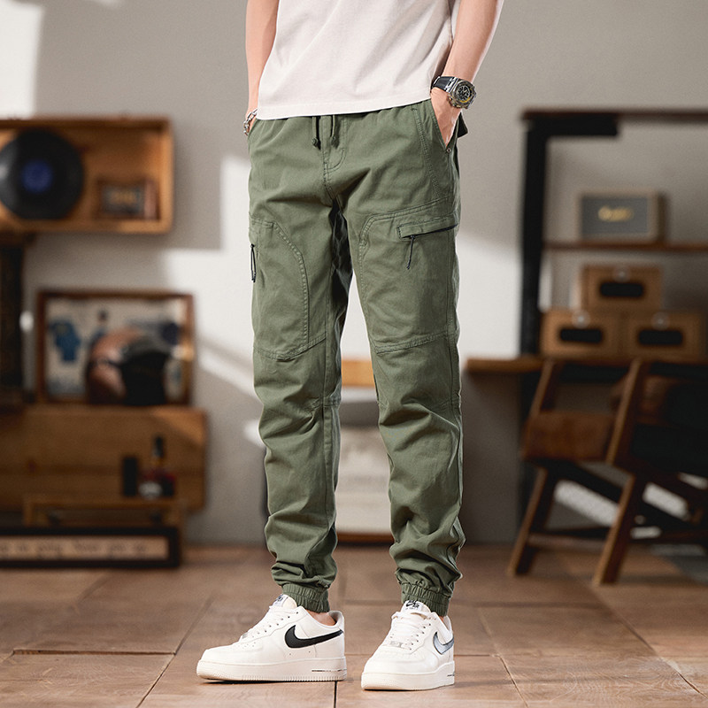 拉链多口袋纯棉工装裤男长裤束脚2025秋冬厚款帆布休闲户外军旅风,男装,休闲裤,淘宝优惠券,粉丝福利购,淘宝优惠卷