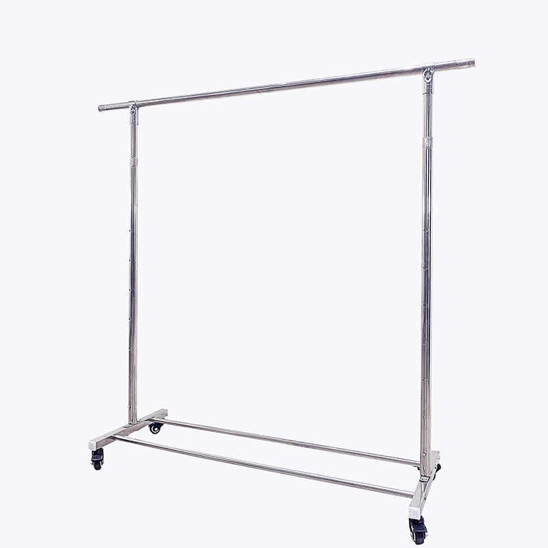 不锈钢单杆落地式特卖服装架高度可调节衣架N可伸缩中岛龙门展示