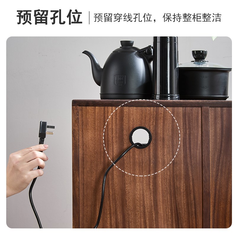 胡桃木移动小茶桌家用茶台实木茶车烧水壶一体R茶水柜带轮边几茶