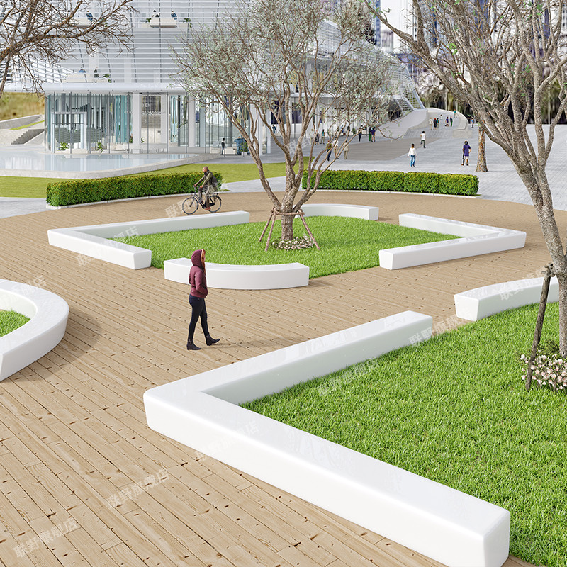 玻璃钢树池坐凳商场休闲座椅公园异形花坛户外园林景Y观休闲椅定