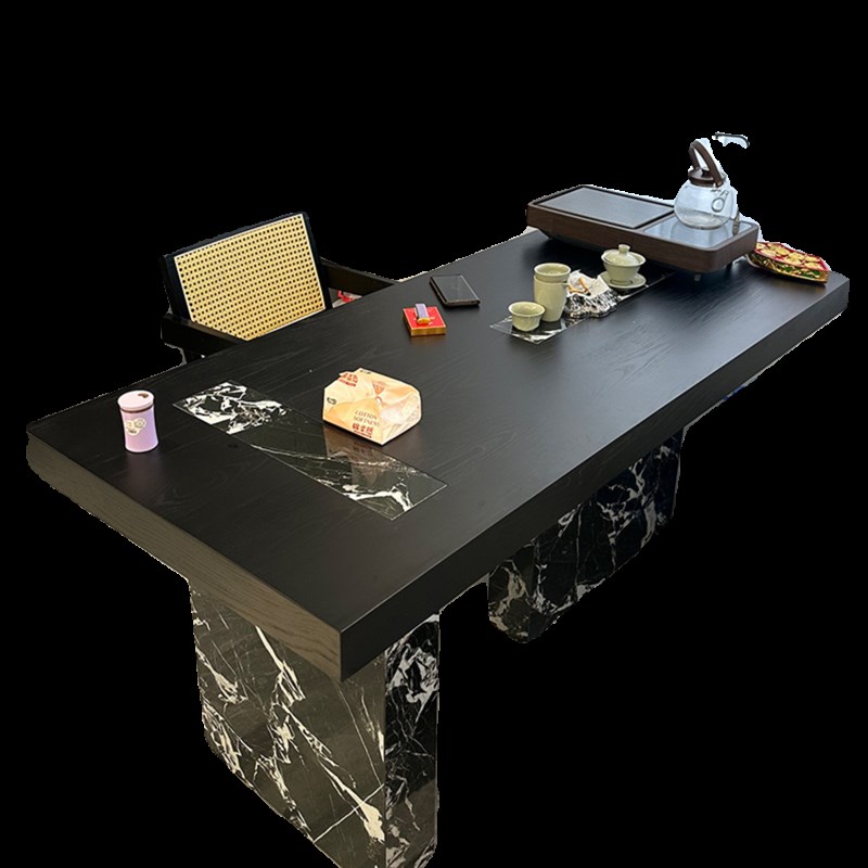 新中式岩板茶桌20n24新款高端客厅泡茶桌轻奢现代高级感胡桃木茶