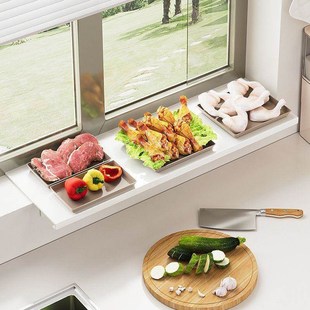 免打孔厨房窗台延伸板置物架台面加宽窗户磁吸Q隔板延长双层收纳