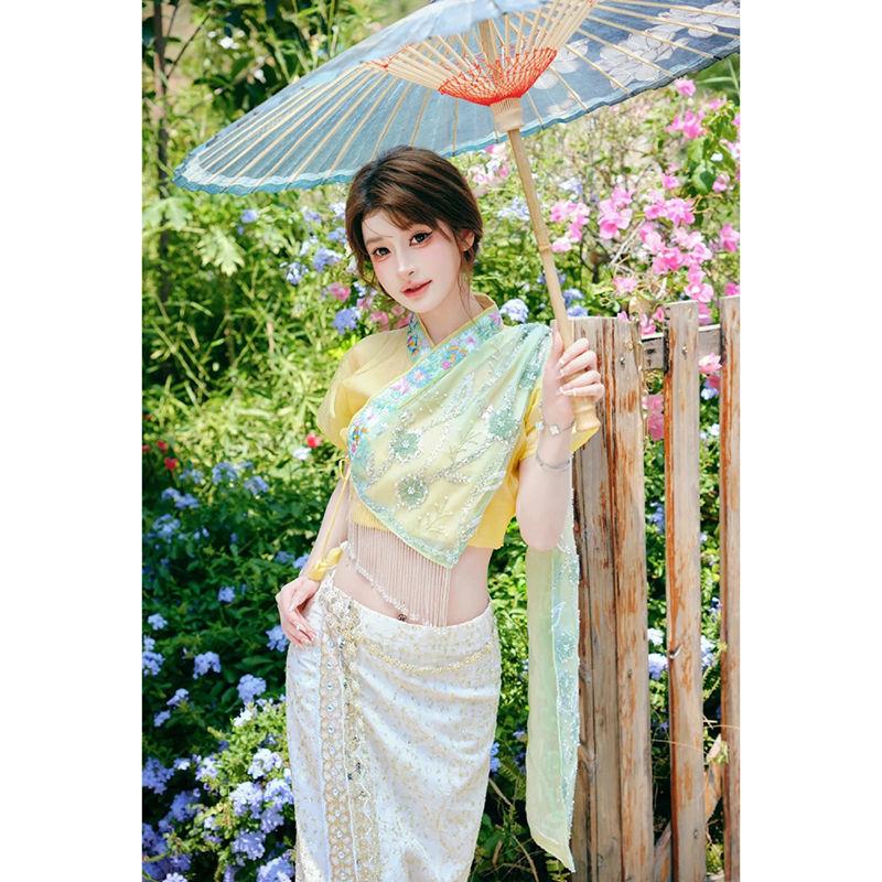 云南西双版纳传统傣族服装新中式唐装民族风超仙旅游度假穿搭女装